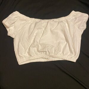 Women's Off-the-Shoulder White Elastic Crop Top